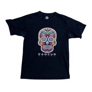 TROPICAL RELAX CANCUN MEXICO T Shirt Men's MEDIUM Colorful Skull Black​​…​